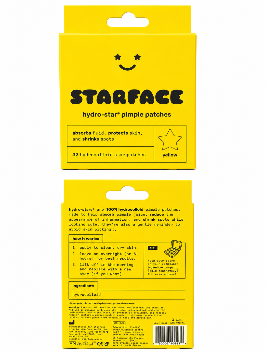 Starface Hydro-Star Pimple Patches – Yellow 32 ct