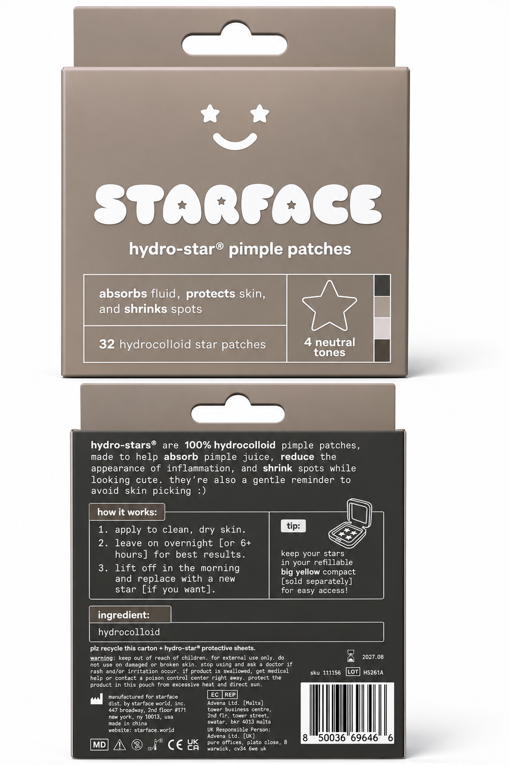 Starface Hydro-Star Earth Star Pimple Patches – 4 Neutral Shades 32 ct