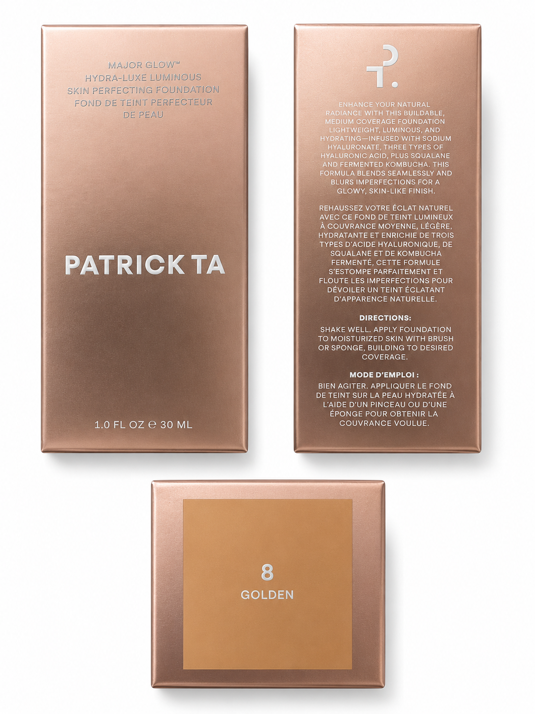Patrick Ta Major Skin Hydra-Luxe Luminous Foundation – 8 Golden 1 oz