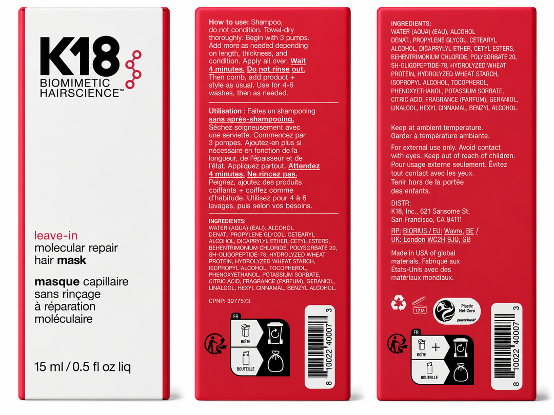 K18 Leave-In Molecular Repair Hair Mask – Mini 0.5 oz