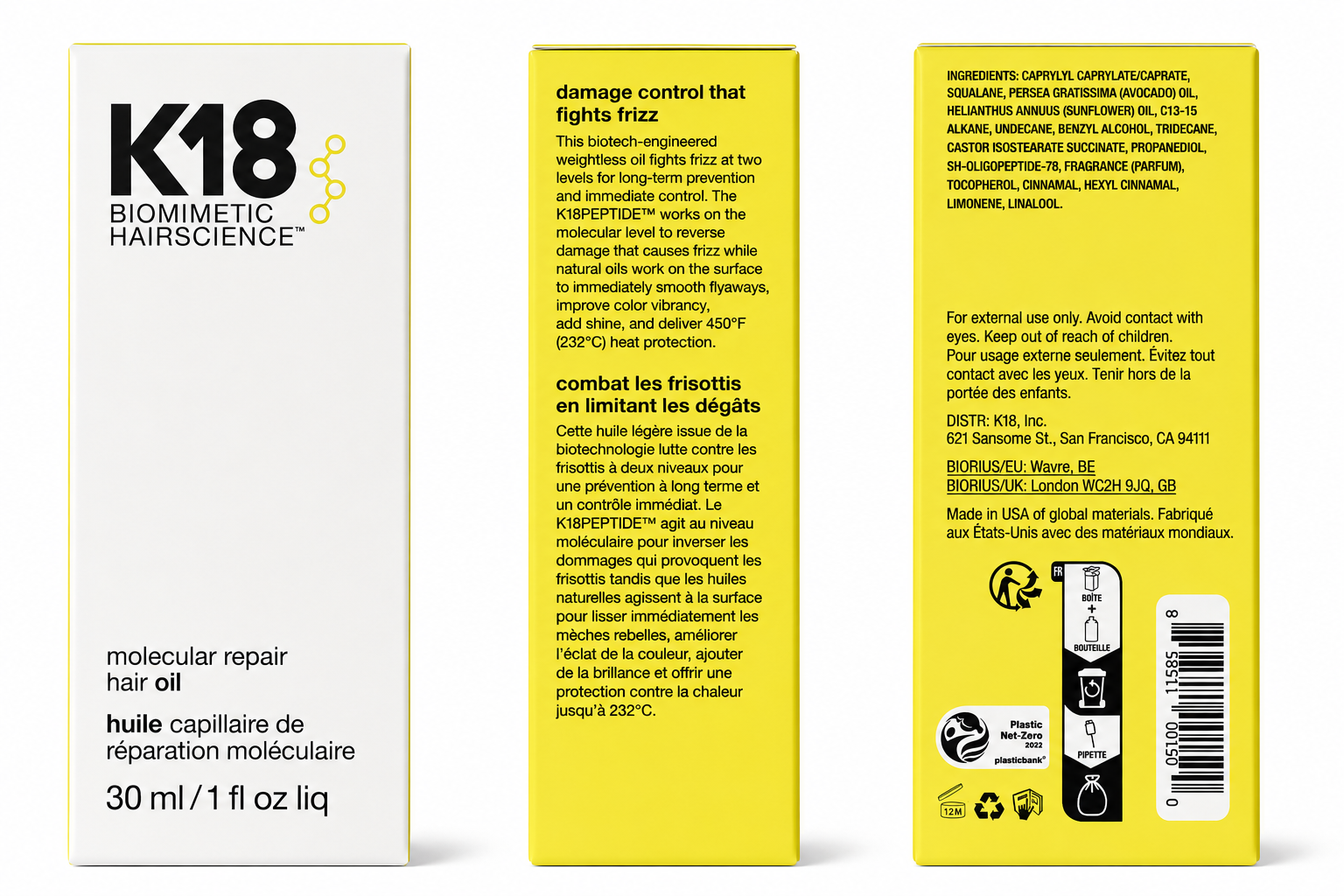 K18 Biomimetic Hairscience Molecular Repair Hair Oil – 1 oz / 30 mL