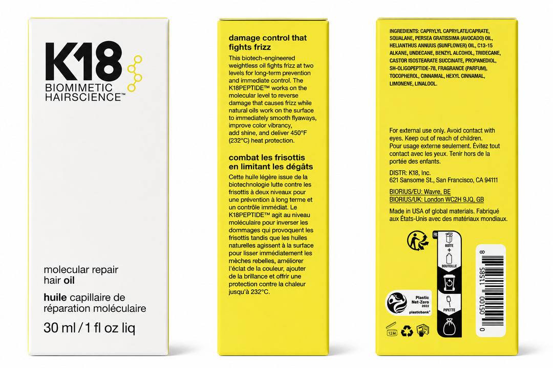 K18 Biomimetic Hairscience Molecular Repair Hair Oil – 1 oz / 30 mL
