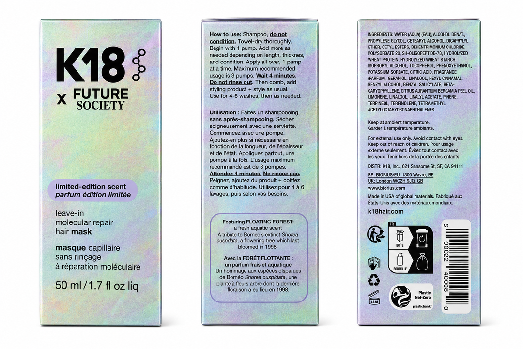 K18 x Future Society Leave-In Molecular Repair Hair Mask – Floating Forest 1.7 oz