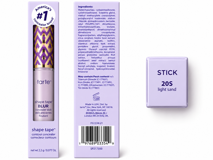 Tarte Shape Tape Blur Concealer Stick – 20S Light Sand 0.077 oz