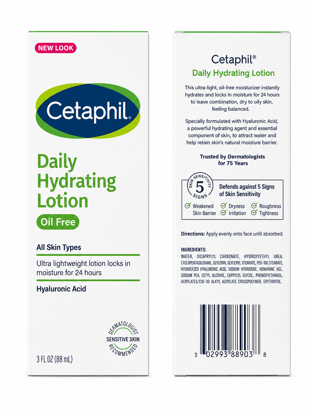 Cetaphil Oil-Free Hydrating Lotion with Hyaluronic Acid, Sensitive Skin, 3oz