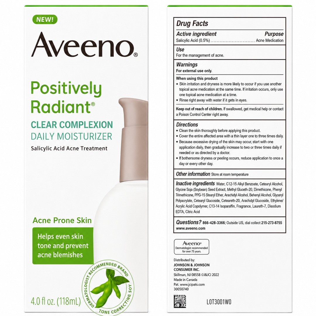 Aveeno Clear Complexion Acne-Fighting Daily Moisturizer with Soy, 4 fl oz