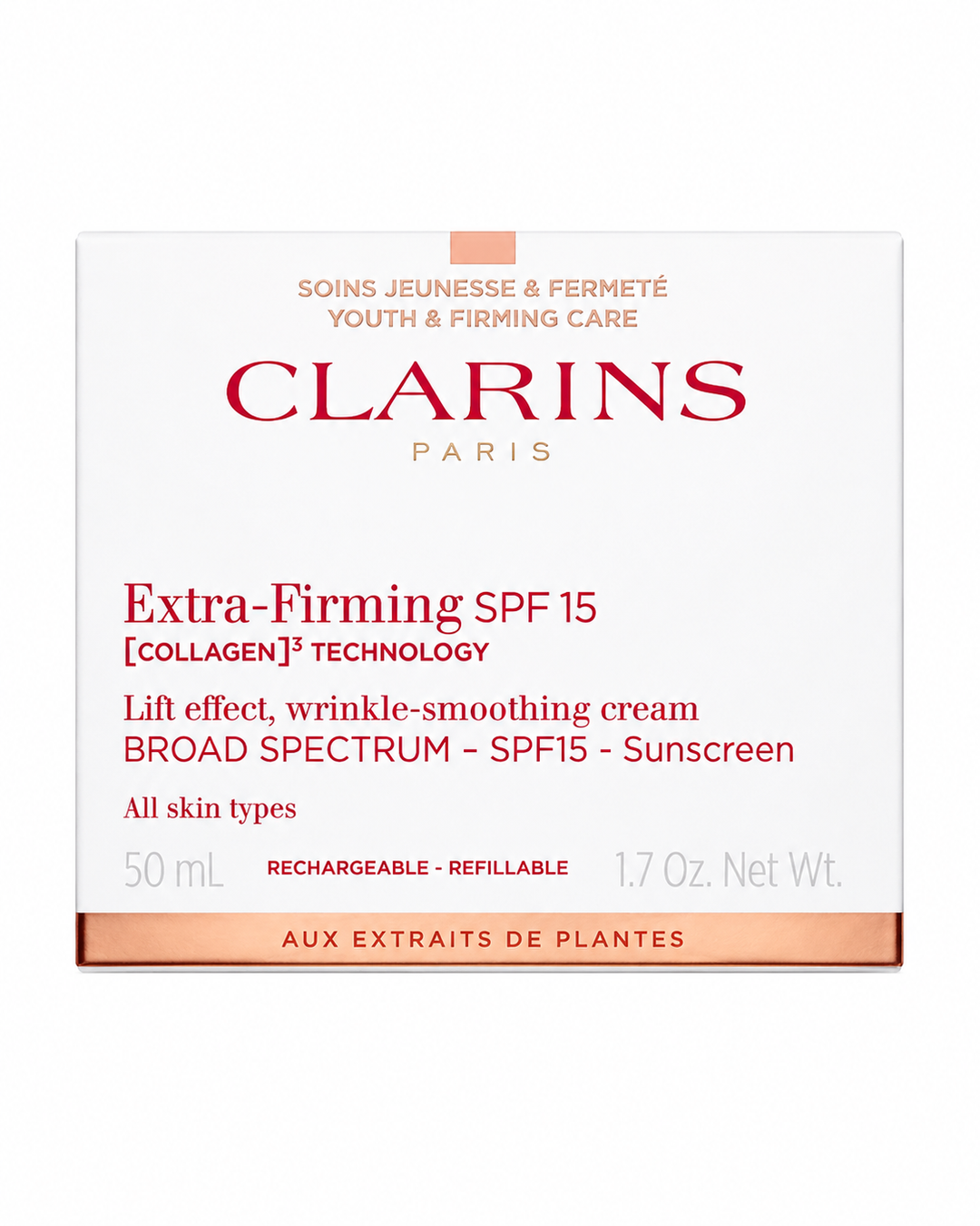 Clarins Extra-Firming Day SPF15 Refillable Moisturizer – Collagen Polypeptide + Niacinamide 1.7 oz