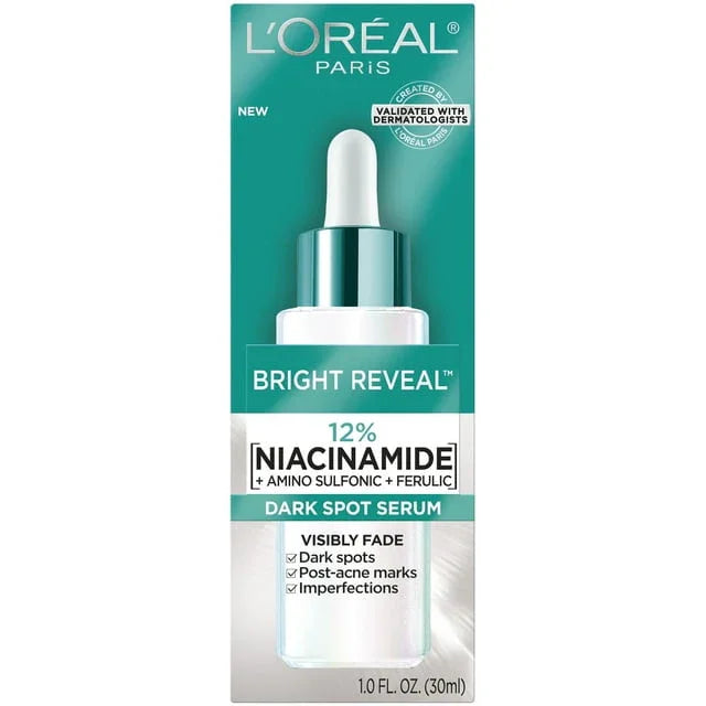 L'Oreal Paris Bright Reveal Dark Spot Face Serum with 12% Niacinamide, 1.01 fl oz - Exotic Pro