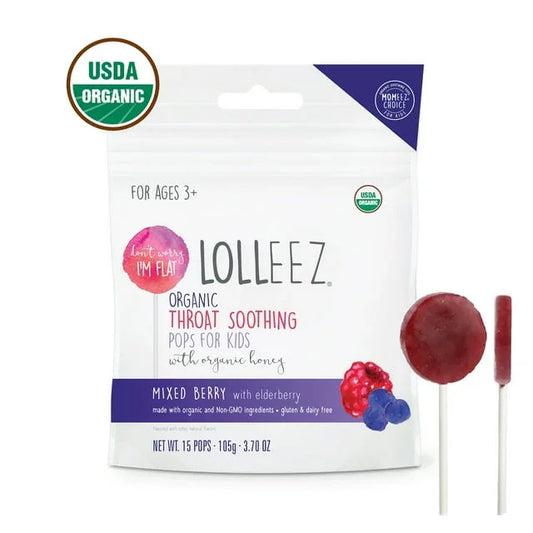Lolleez Organic Throat Soothing Pops for Kids Mixed Berry - 15 Ct - Exotic Pro