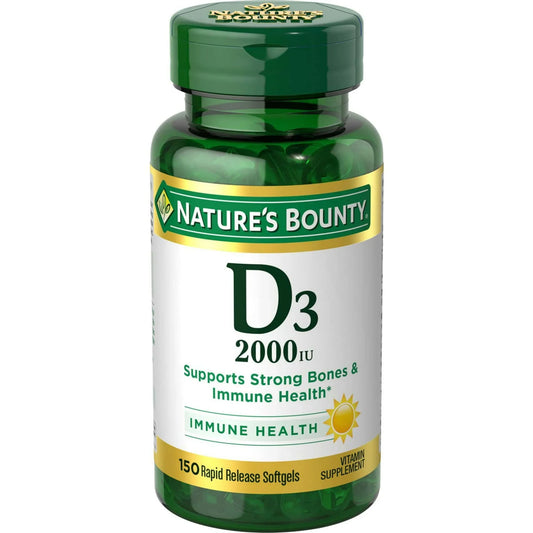 Nature’s Bounty Vitamin D3 2000 IU Softgels – 150 Count - Exotic Pro