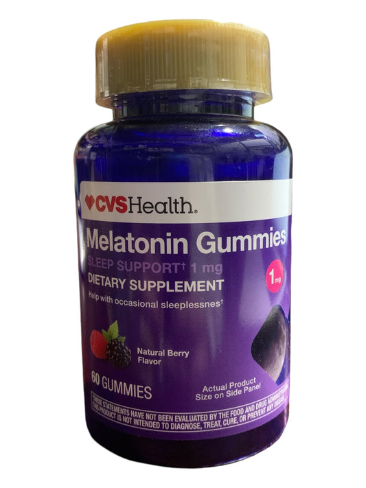 CVS Health Melatonin Gummies Sleep Support 1 mg - Natural Berry Flavor, 60 Count