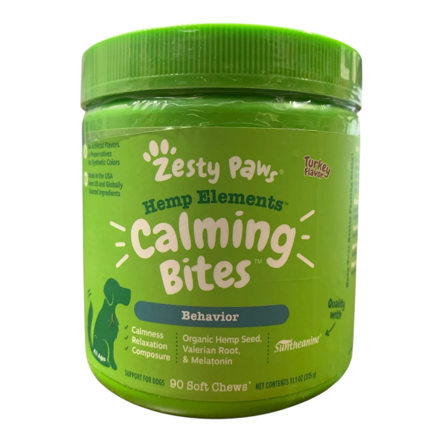 Zesty Paws Hemp Elements Calming Bites, Turkey Flavor, For Dogs, 90ct, 11.1oz - Exotic Pro