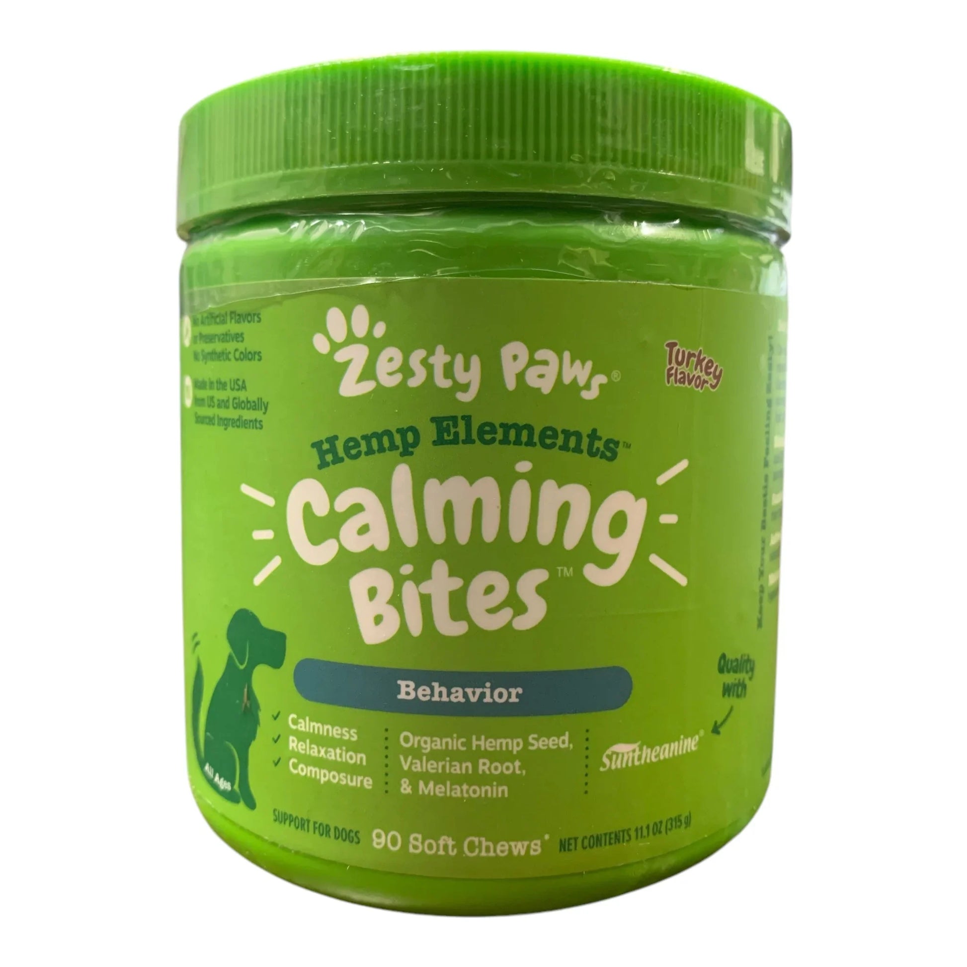 Zesty Paws Hemp Elements Calming Bites, Turkey Flavor, For Dogs, 90ct, 11.1oz - Exotic Pro