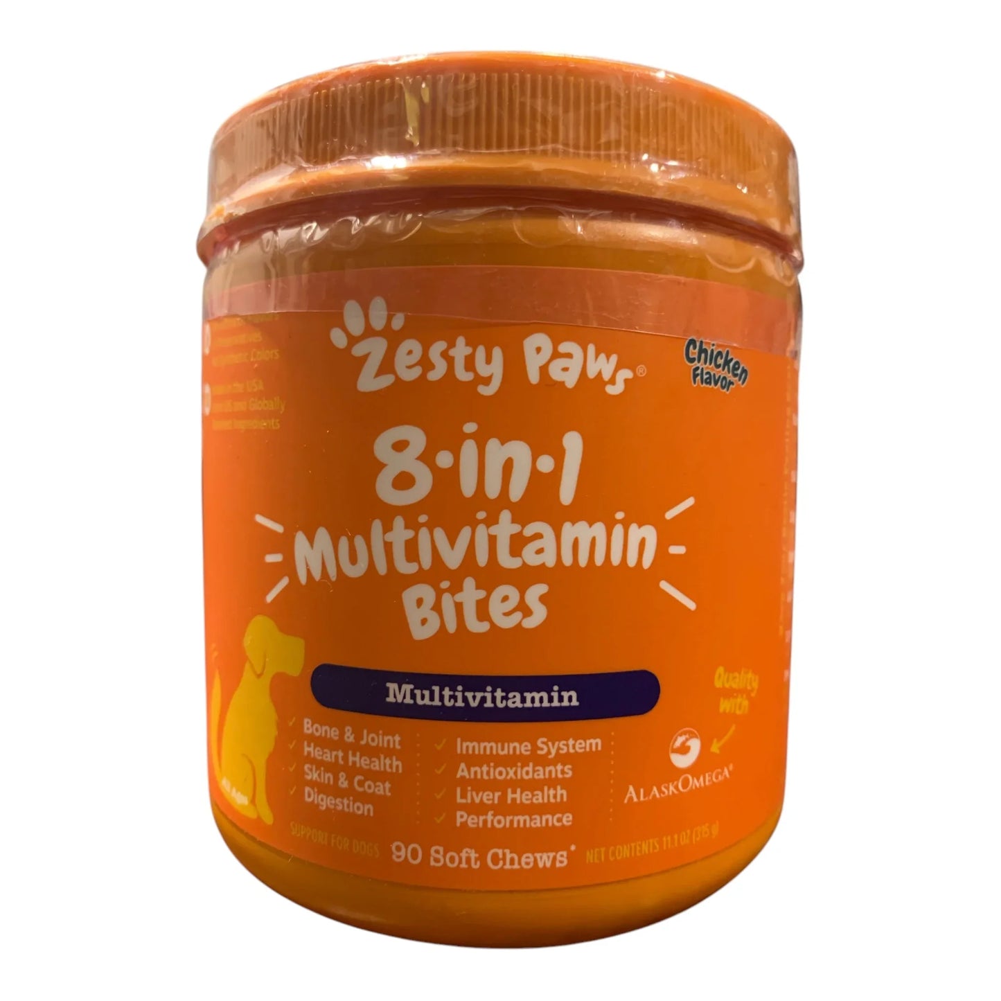 Zesty Paws 8-in-1 Multivitamin Bites for Dogs, Chicken Flavor, 90 ct - Exotic Pro