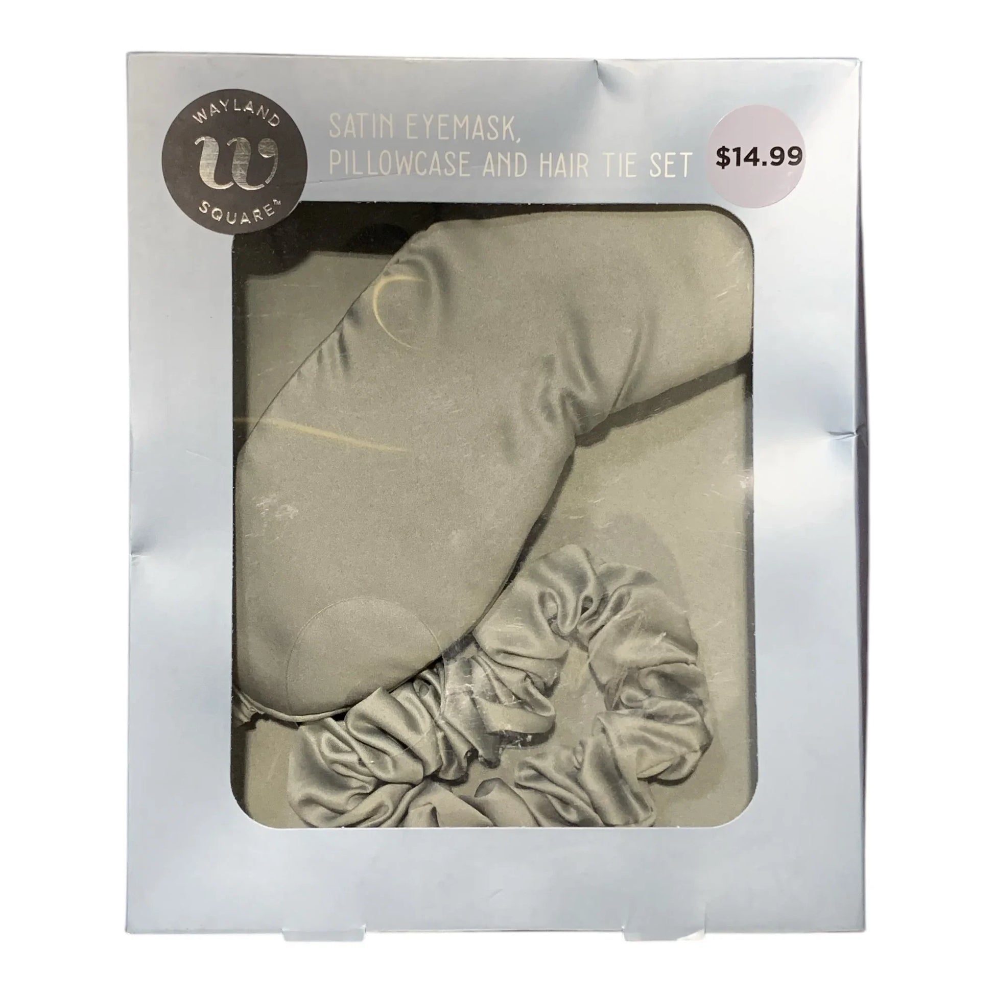 Wayland Square Satin Eyemask, Pillowcase & Hair Tie Set Gray - Exotic Pro