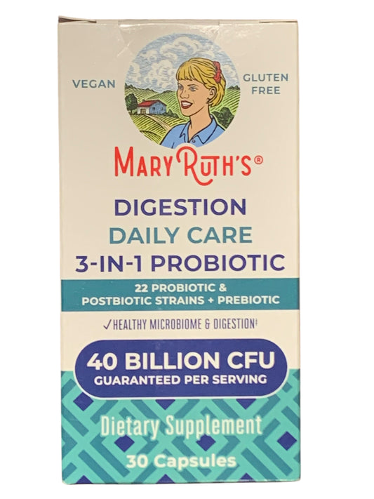 MaryRuth's Digestion Daily Care 3-in-1 Probiotic - 30 Capsules