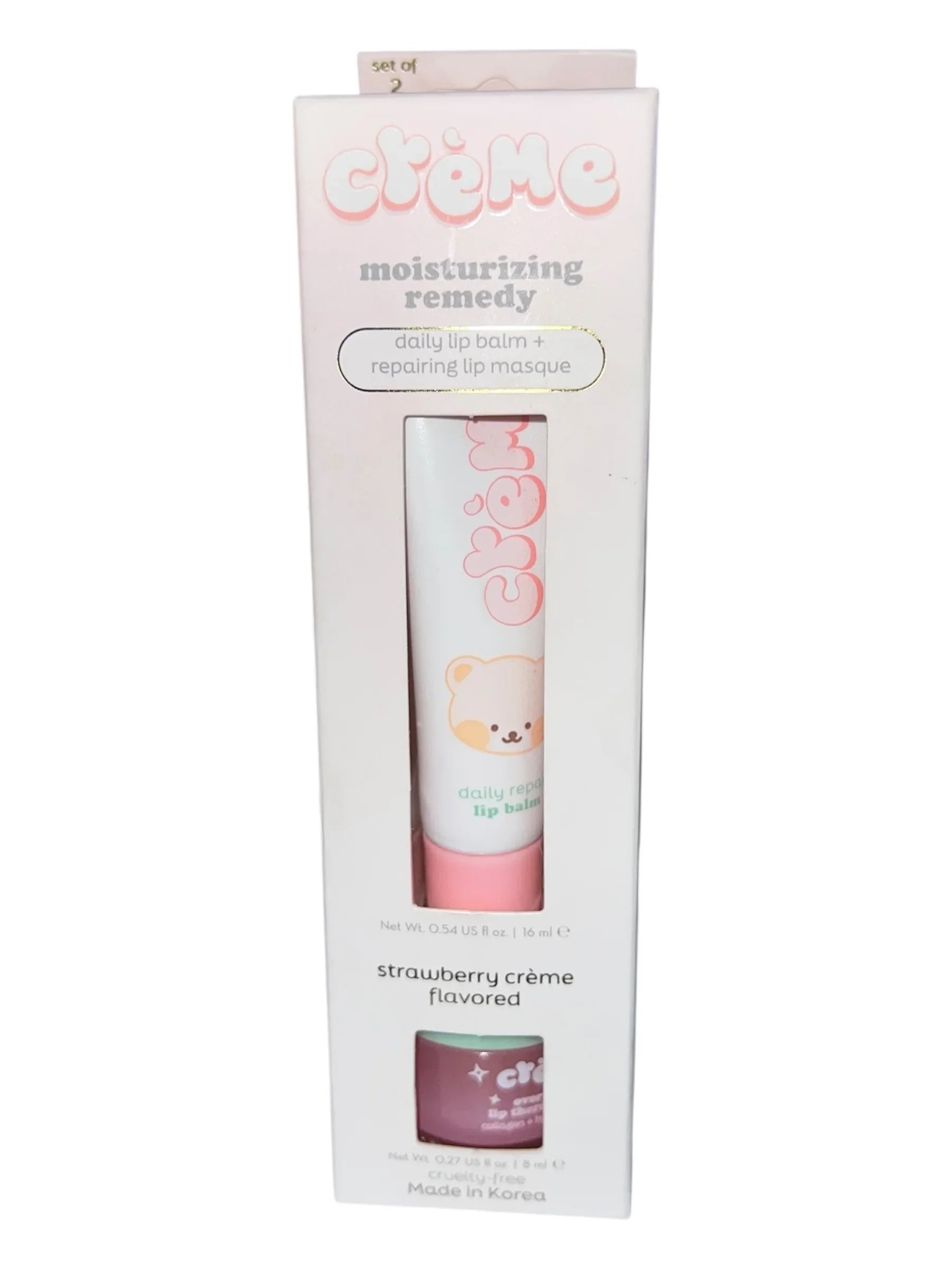 The Crème Shop Boba Bears Lip Repair Duo – Balm & Masque, Strawberry - Exotic Pro