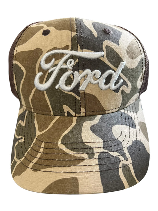Ford Scanto Play Army Brown Trucker Hat - Mesh Back Adjustable Cap
