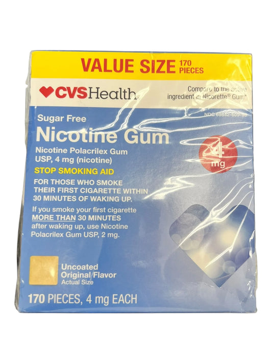 CVS Nicotine Gum 4mg Coated Original Flavor – 170 Pieces