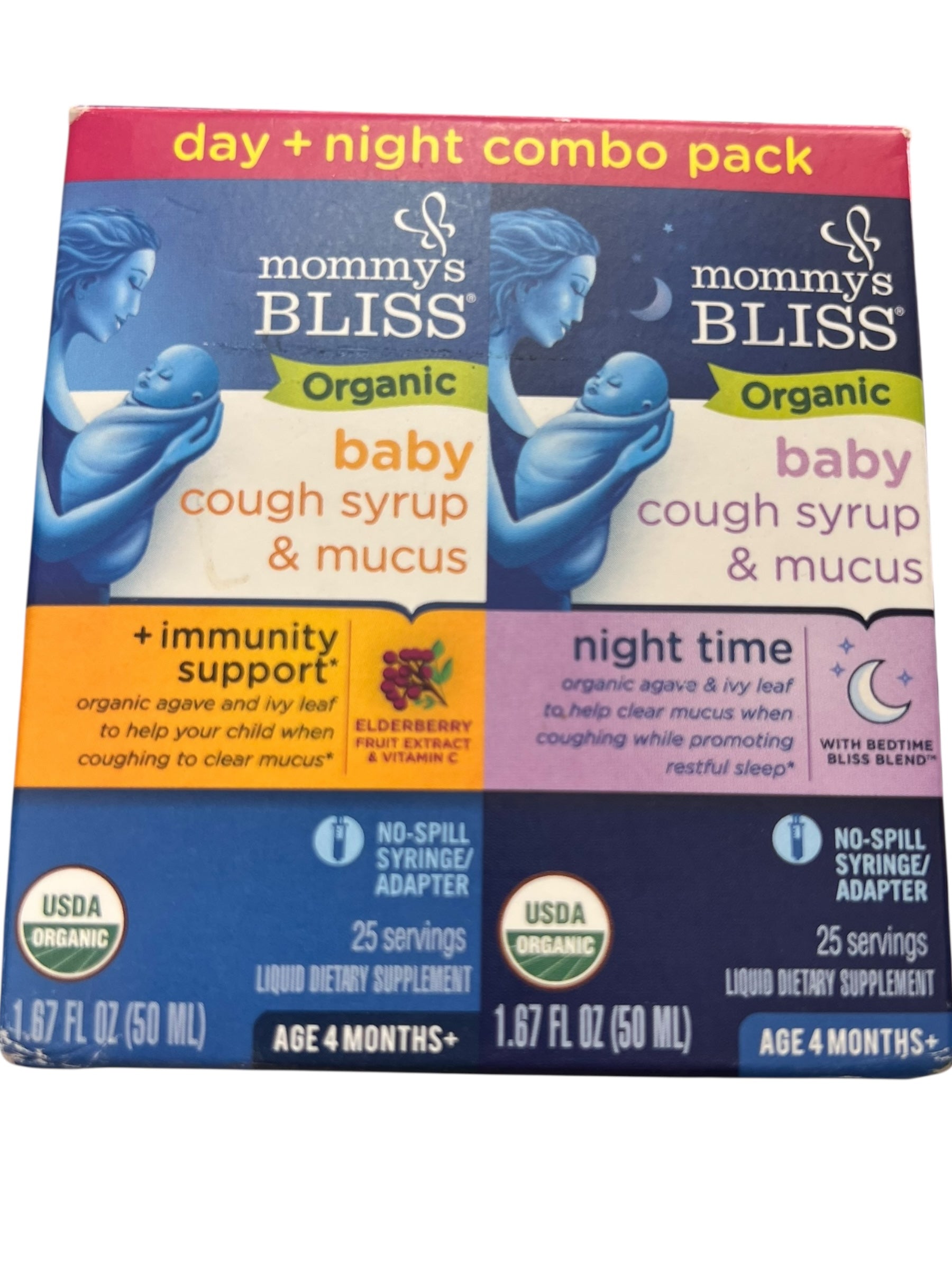 Mommy's Bliss Organic Day & Night Cough Syrup – Babies 4M+, 2-Pack (1.67 fl oz Each) - Exotic Pro