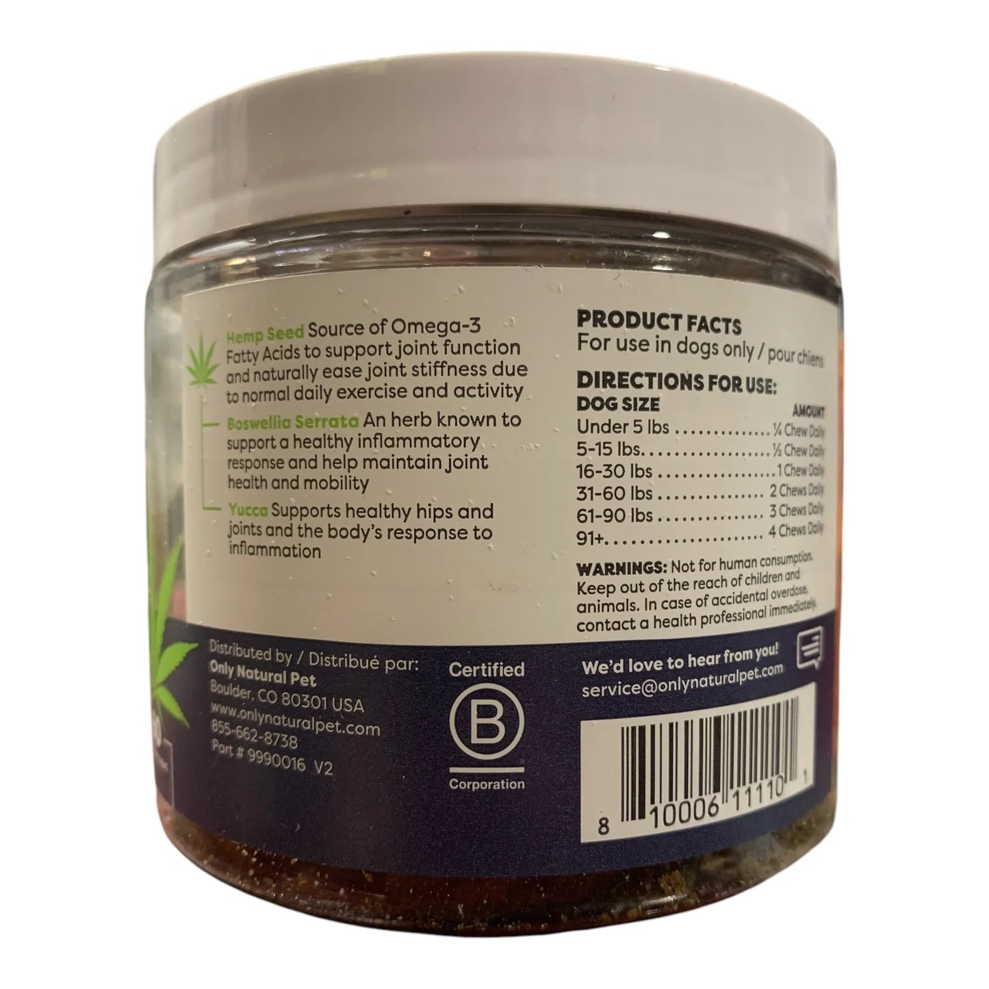 Only Natural Pet HEMP Senior Mobility Support for Dogs, 60 ct, 8.4 oz - Exotic Pro
