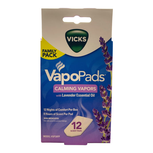 Vicks VapoPads with Menthol & Lavender - Calming Cold Relief, 12 Pack