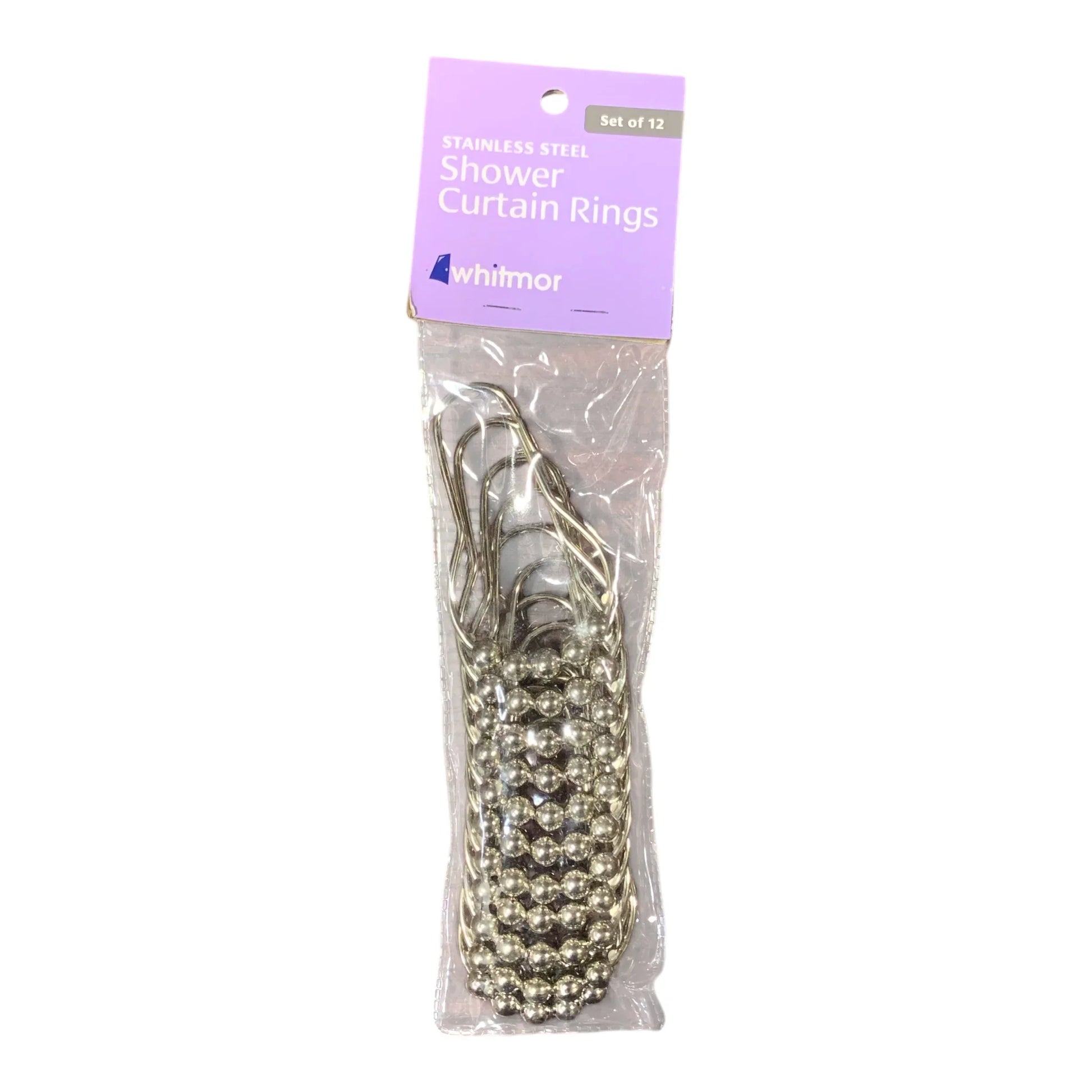 Whitmor Stainless Steel Shower Curtain Rings - Set of 12 - Exotic Pro