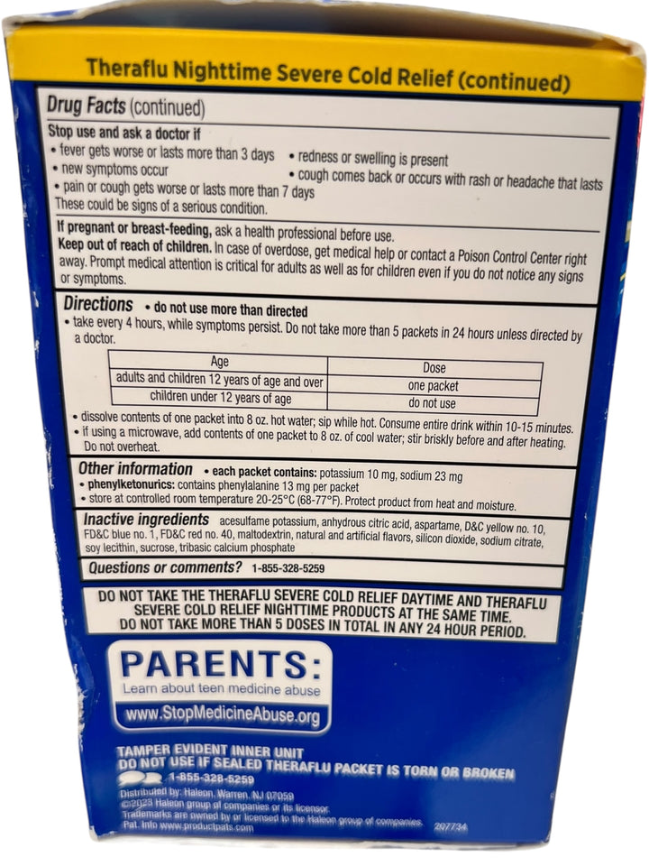 Theraflu Severe Cold &amp; Flu Powder – Day/Night Honey Lemon, 12 Ct - Exotic Pro