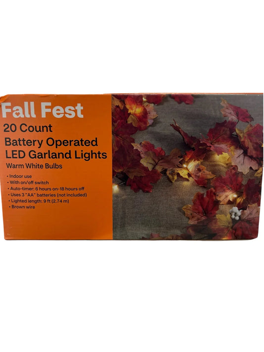 Fall Fest LED Garland Lights, 9FT – 20 Count Autumn String Light Decor - Exotic Pro