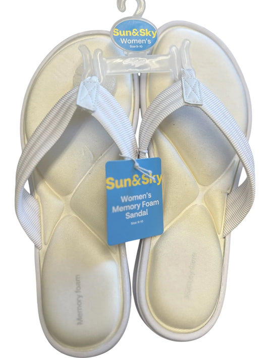 Sun & Sky Women’s Memory Foam Sandals – White, Size 9/10 - Exotic Pro