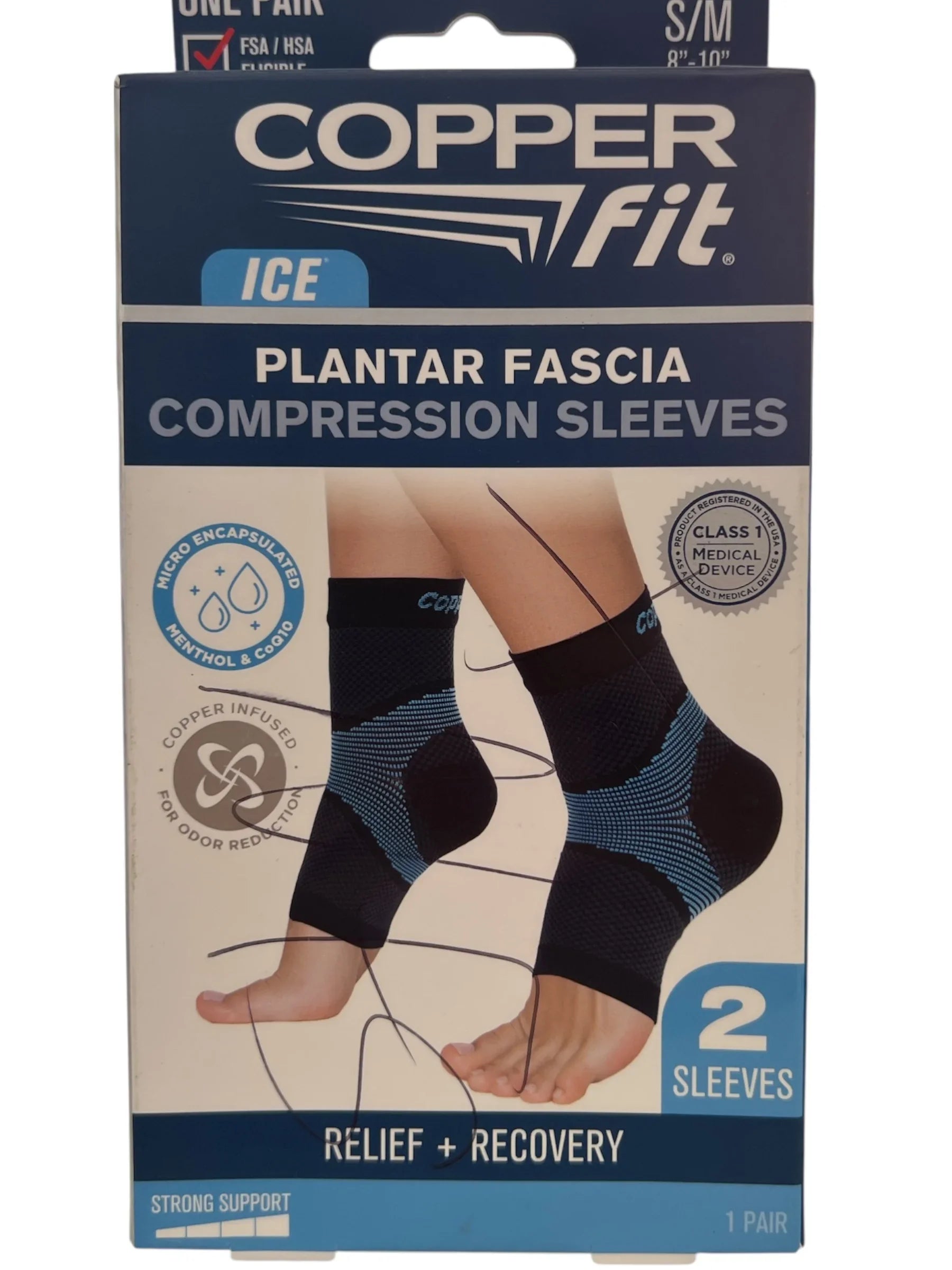 Copper Fit Ice Plantar Fasciitis Sleeves – 2-Pack Compression Foot Support - Exotic Pro