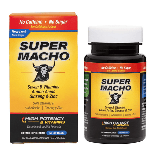 Super Macho Vitamin B Supplement for Men | 50 Ct with Ginseng & Zinc