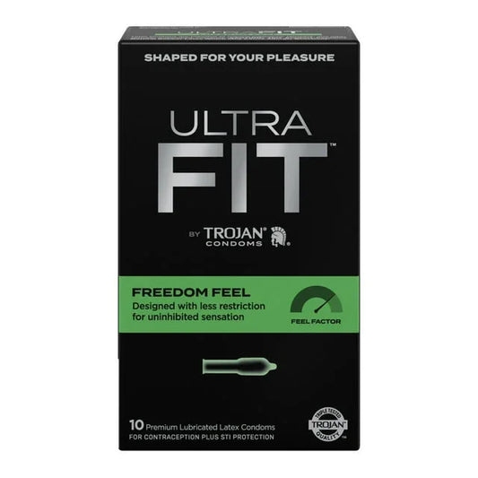 Trojan UltraFit Freedom Feel Condoms, Lubricated, 10 Count Pack - Exotic Pro
