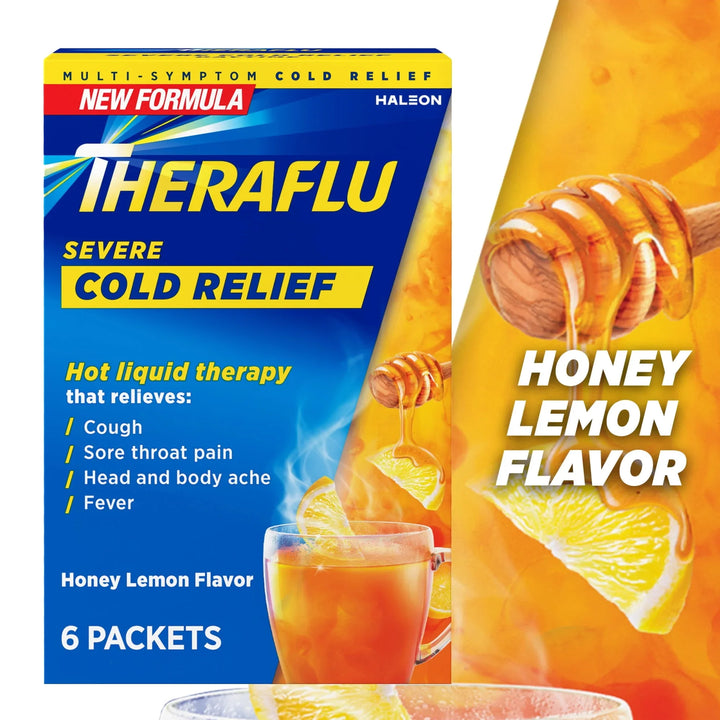 Theraflu Daytime Severe Cold &amp; Flu Powder – Honey Lemon, 6 Packets - Exotic Pro