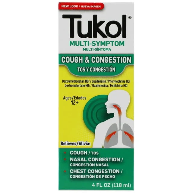 Tukol Cough &amp; Congestion Syrup – Multi-Symptom Cold Relief, 4 fl oz - Exotic Pro