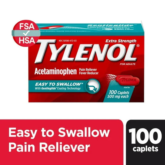 Tylenol Extra Strength Pain Relief Caplets 500mg Acetaminophen – 100 Ct - Exotic Pro