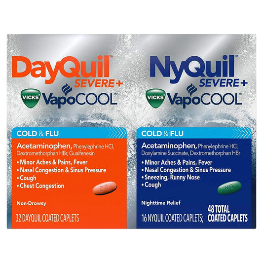 Vicks DayQuil & NyQuil Severe+ VapoCOOL Cold & Flu Caplets, 48 Each - Exotic Pro