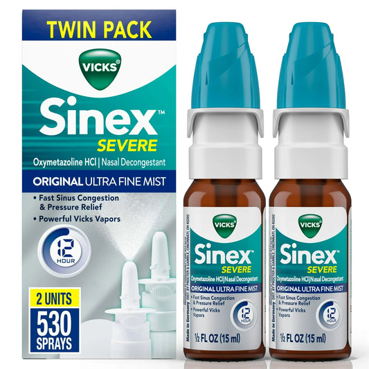 Vicks Sinex Severe Nasal Spray 2 Ct – Ultra Fine Mist, 265 Sprays - Exotic Pro