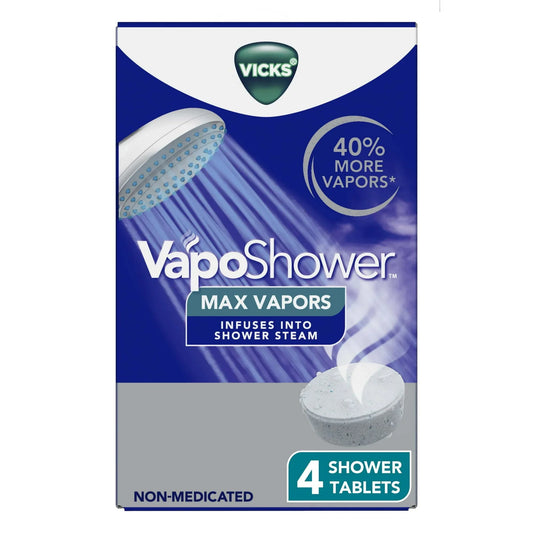 Vicks VapoShower Max – Menthol Eucalyptus Shower Steamers, 4 Ct - Exotic Pro