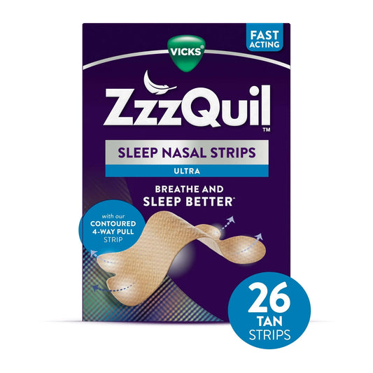 Vicks ZzzQuil Ultra Anti-Snoring Nasal Strips, Tan, Unscented, 26 Ct - Exotic Pro
