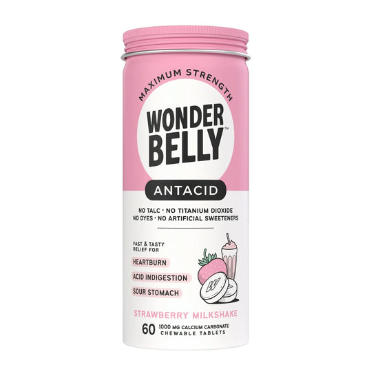 Wonderbelly Antacid Chewable Tablets – Heartburn Relief, Strawberry, 60ct - Exotic Pro