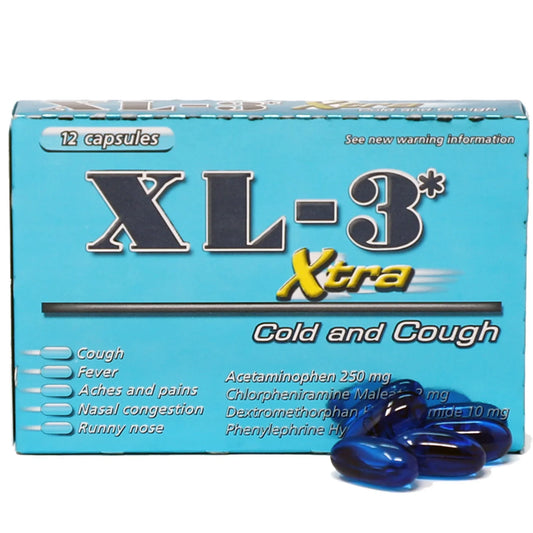 XL-3 Xtra Cold & Cough Capsules, Multi-Symptom Relief, 12 Ct - Exotic Pro