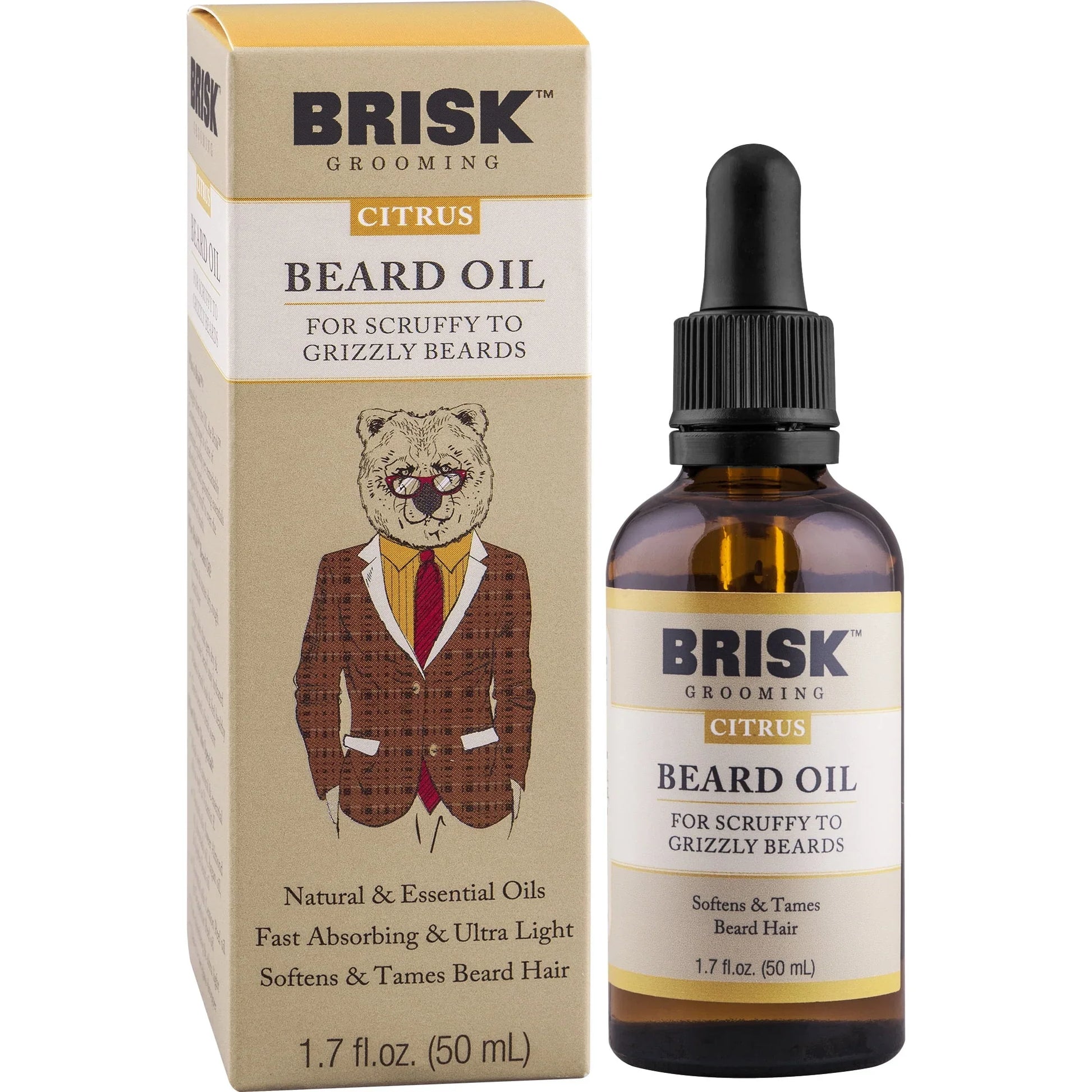 Brisk Grooming Citrus Beard Oil – Hydrating & Softening, 1.7 fl oz - Exotic Pro