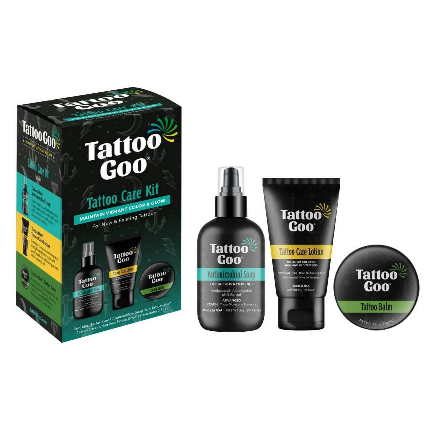 Tattoo Goo Tattoo Care Kit – Antimicrobial Soap, Balm & Lotion - Exotic Pro