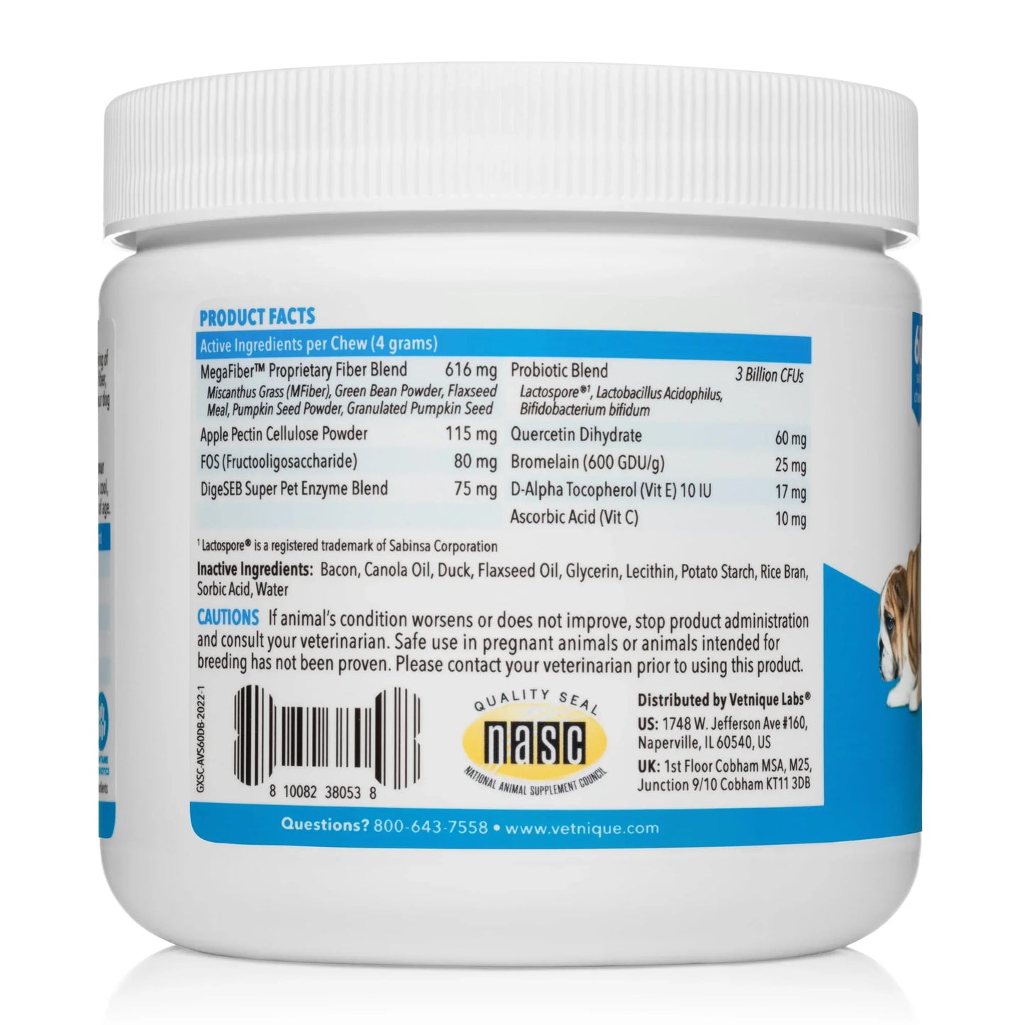 Vetnique Labs Glandex Advanced Vet Strength Soft Chews, Duck & Bacon Flavor, 60ct, 8.5oz - Exotic Pro