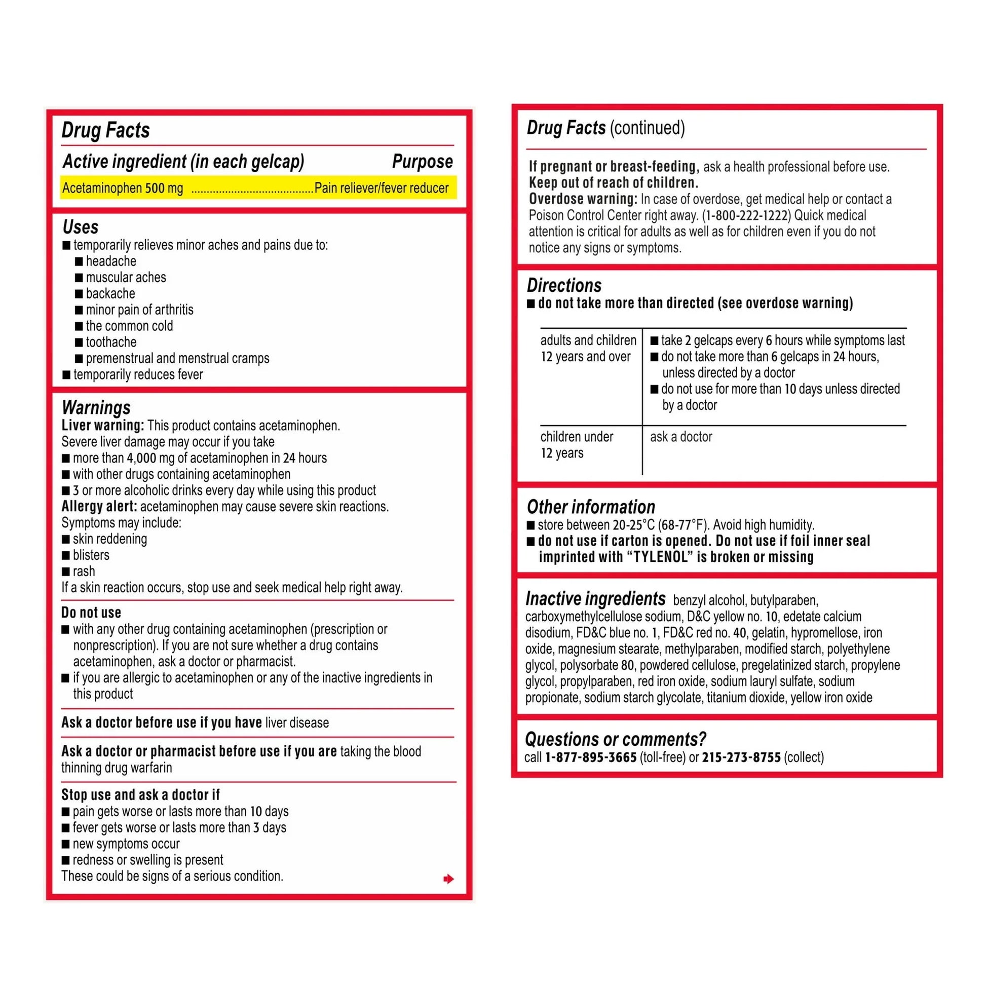 Tylenol Extra Strength Rapid Release Gels 500mg Acetaminophen – 24 Ct - Exotic Pro
