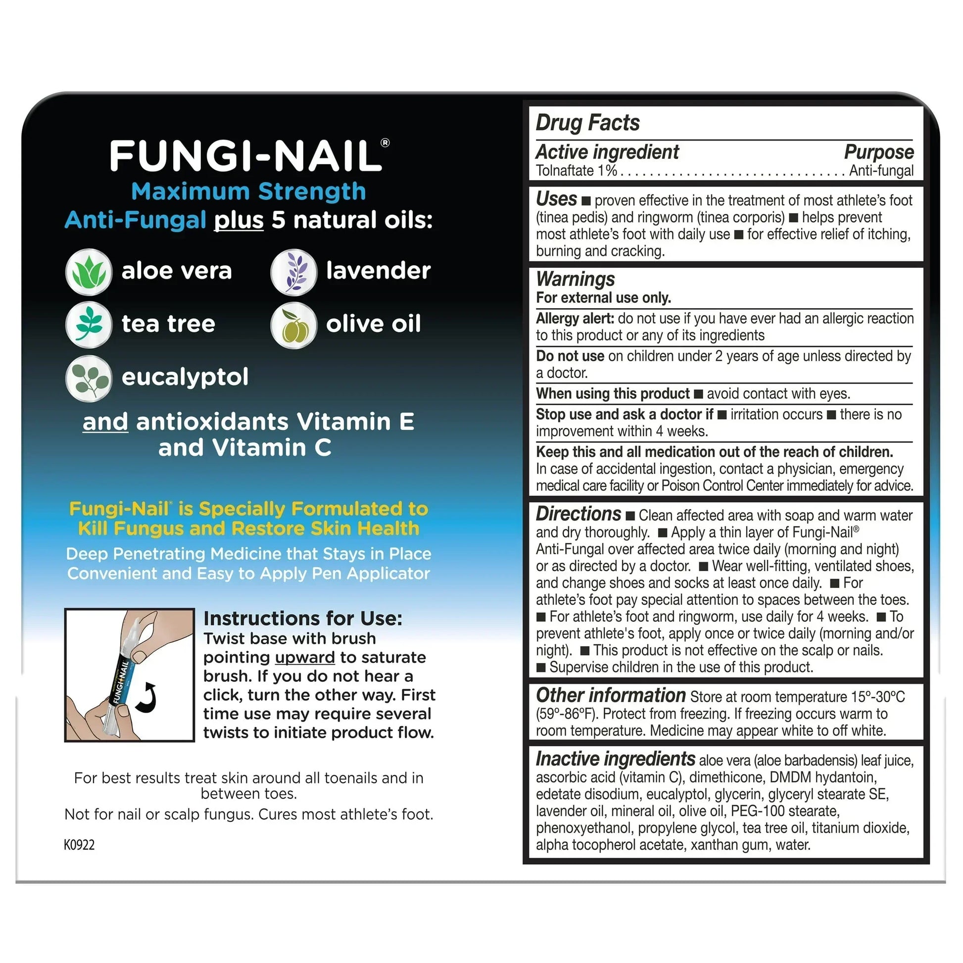 Fungi-Nail Anti-Fungal Pen – Tolnaftate Solution for Nails & Feet, 0.101 oz (Pack of 2) - Exotic Pro