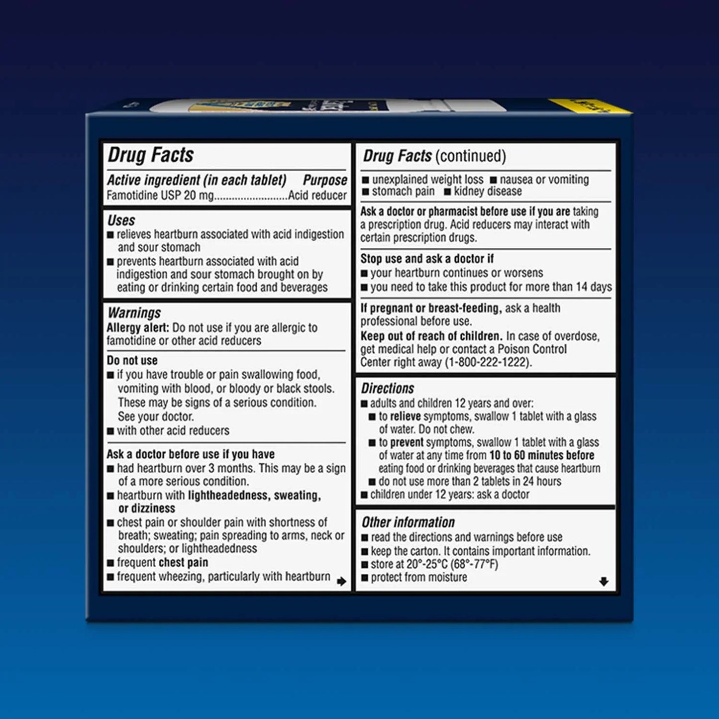 Zantac 360 Max Strength Famotidine 20mg – 25 Ct Acid Reducer Tablets - Exotic Pro