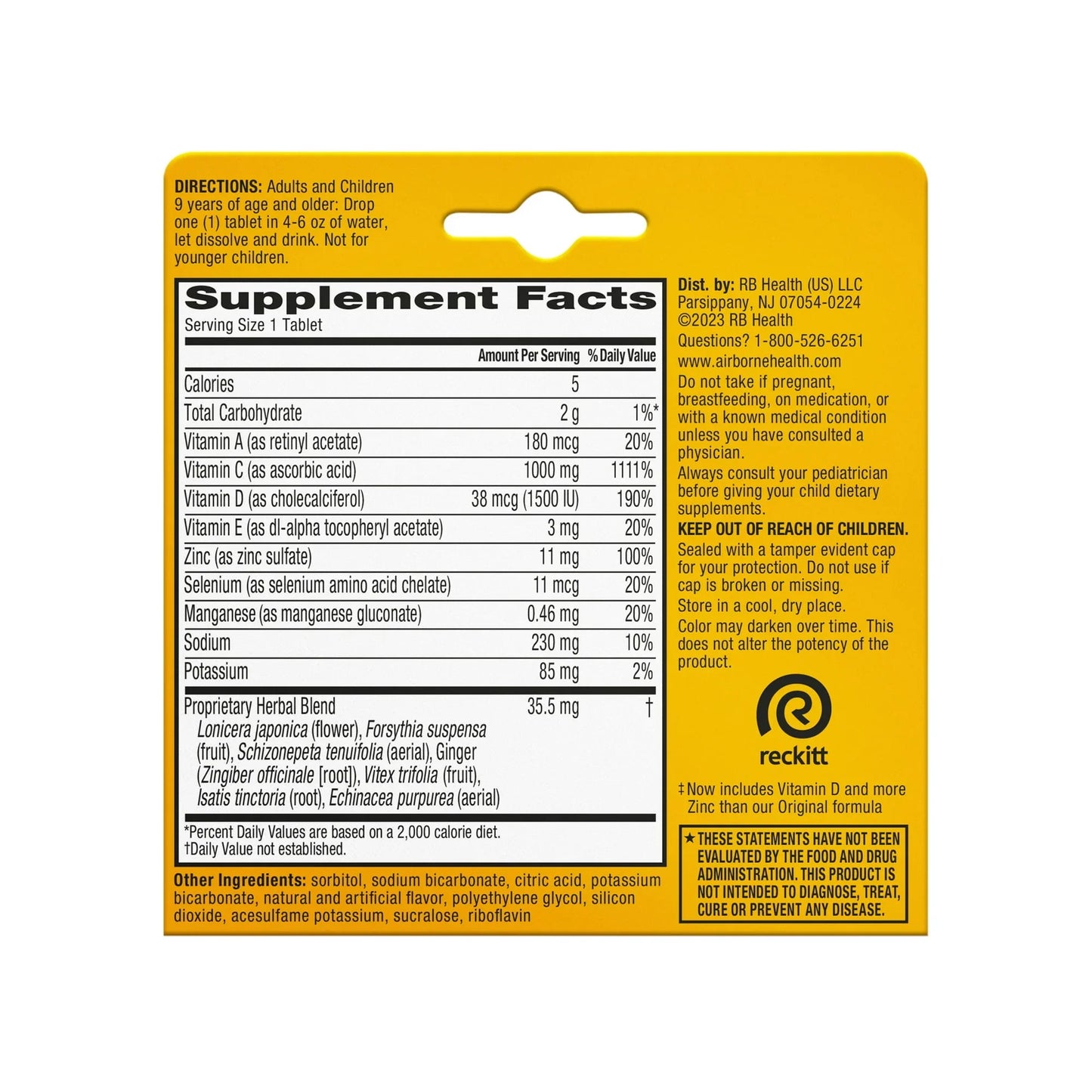 Airborne Vitamin C 1000mg 10 Ct | Zesty Orange Immune Support Effervescent Tabs - Exotic Pro