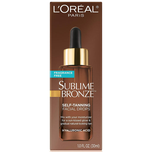 L'Oreal Paris Sublime Bronze Self Tan Drops for Face, Hyaluronic Acid, 1 fl oz